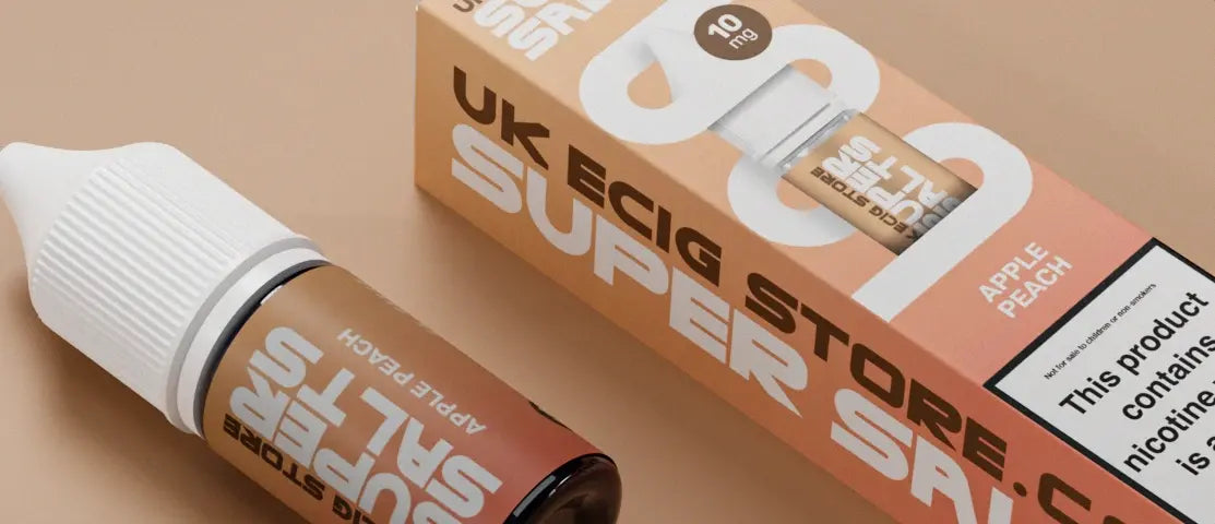 Banner showcasing the flavour of Apple Peach by UK Ecig Store Super Salts