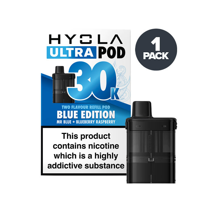 Blue Edition Hyola Ultra 30K Prefilled Pod and Box