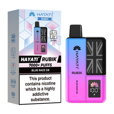 Blue Razz GB Hayati Rubik 7000 Prefilled Pod Kit and Box