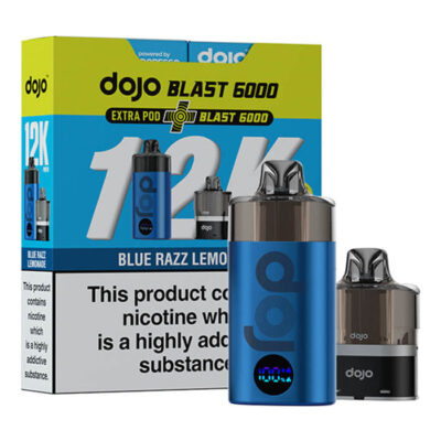 Blue Razz Lemonade Vaporesso Dojo Blast 12K Prefilled Pod Kit and Box