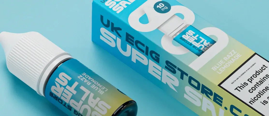 Banner showcasing the flavour of Blue Razz Lemonade by UK Ecig Store Super Salts