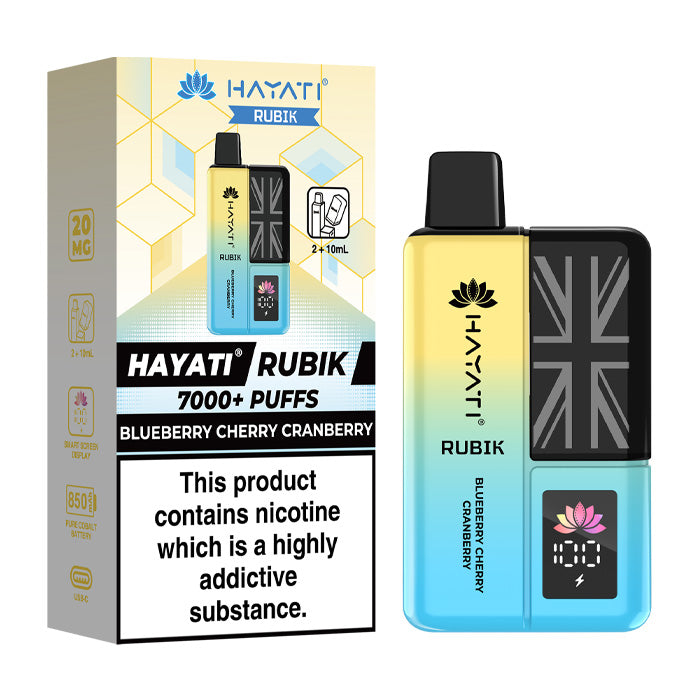 Blueberry Cherry Cranberry Hayati Rubik 7000 Prefilled Pod Kit and Box
