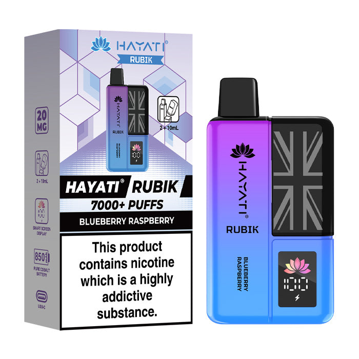 Blueberry Raspberry Hayati Rubik 7000 Prefilled Pod Kit and Box