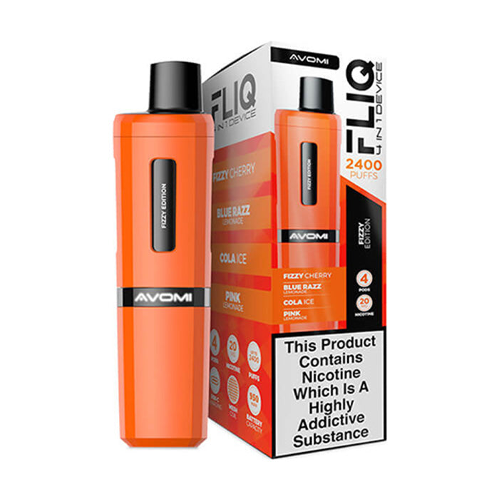 Fizzy Edition Avomi Fliq 4 in 1 Prefilled Pod Kit and Box