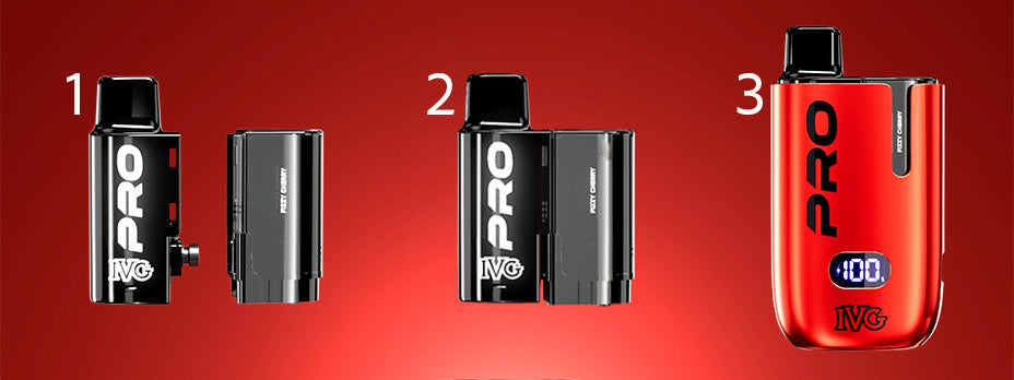 Banner showing instructions on how to assemble the IVG Pro 12 Pod and Refill Container