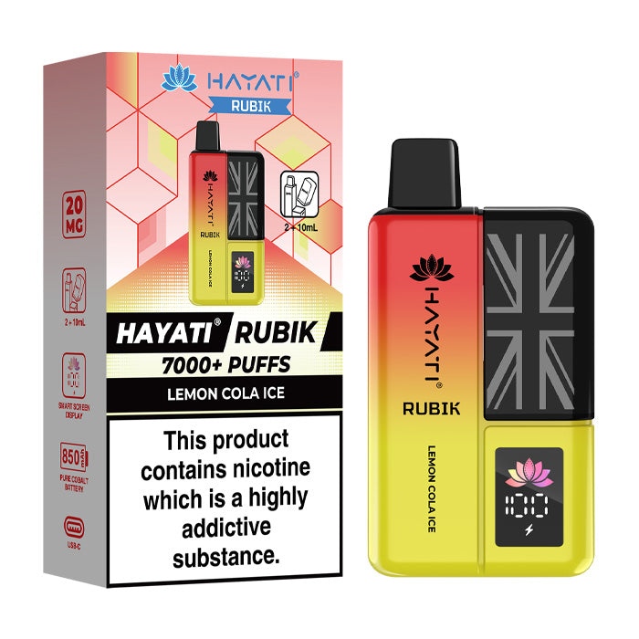 Lemon Cola Ice Hayati Rubik 7000 Prefilled Pod Kit and Box