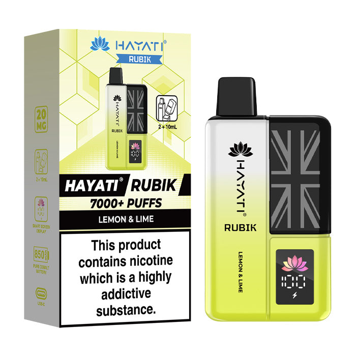 Lemon Lime Hayati Rubik 7000 Prefilled Pod Kit and Box