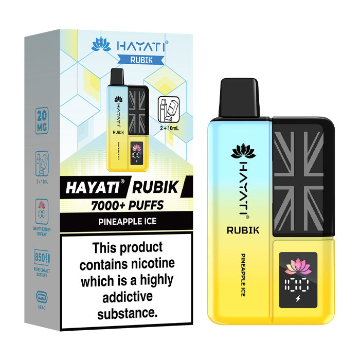 Pineapple Ice Hayati Rubik 7000 Prefilled Pod Kit and Box