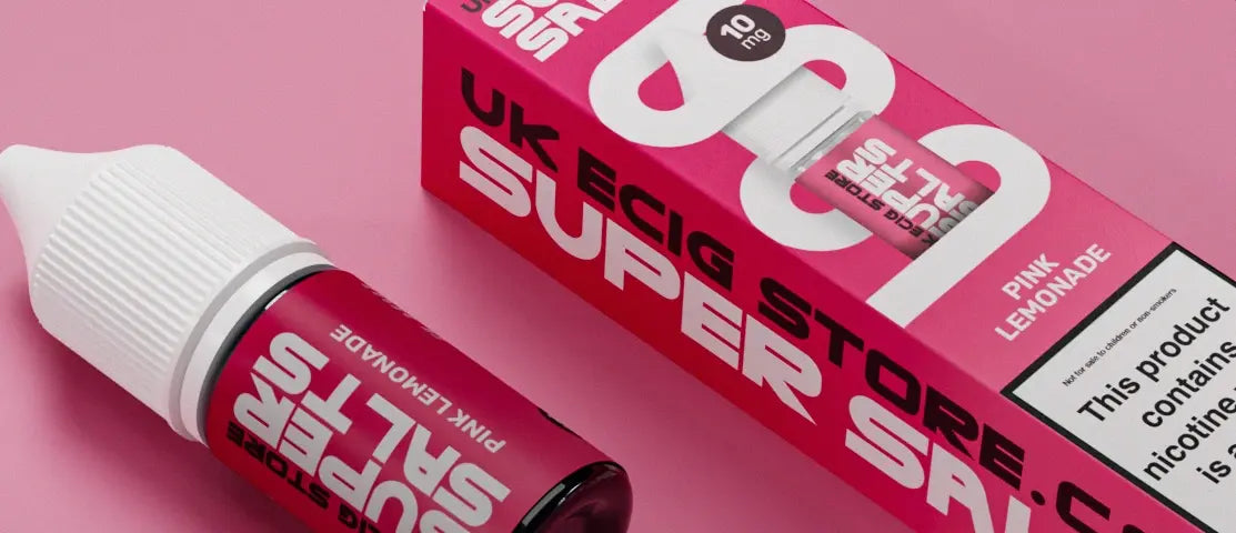 Banner showcasing the flavour of Pink Lemonade by UK Ecig Store Super Salts