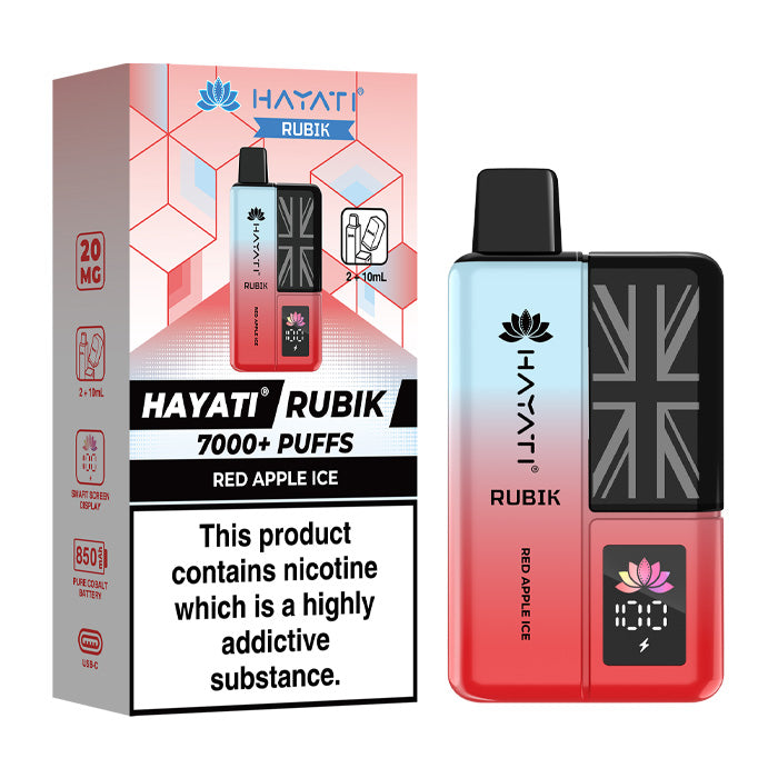 Red Apple Ice Hayati Rubik 7000 Prefilled Pod Kit and Box