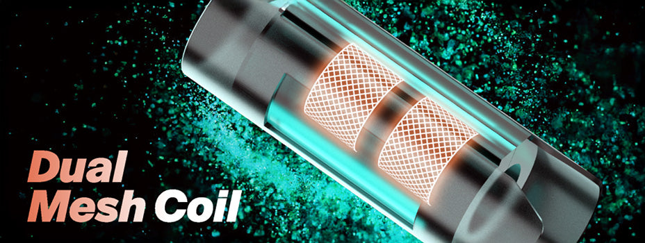 Banner showing the Snowplus Swift Prefilled Pod Kit's Dual Mesh Coil