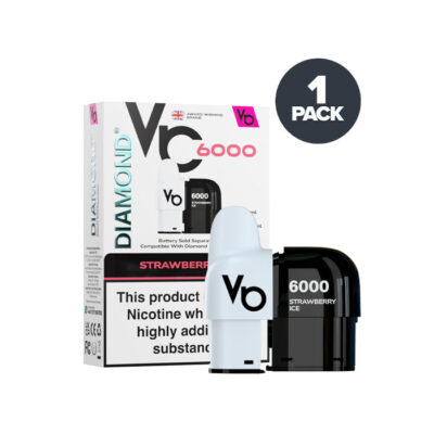 Strawberry Ice Vapes Bars Diamond 6000 Prefilled Pod and Box