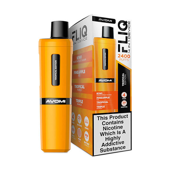Tropical Edition Avomi Fliq 4 in 1 Prefilled Pod Kit and Box