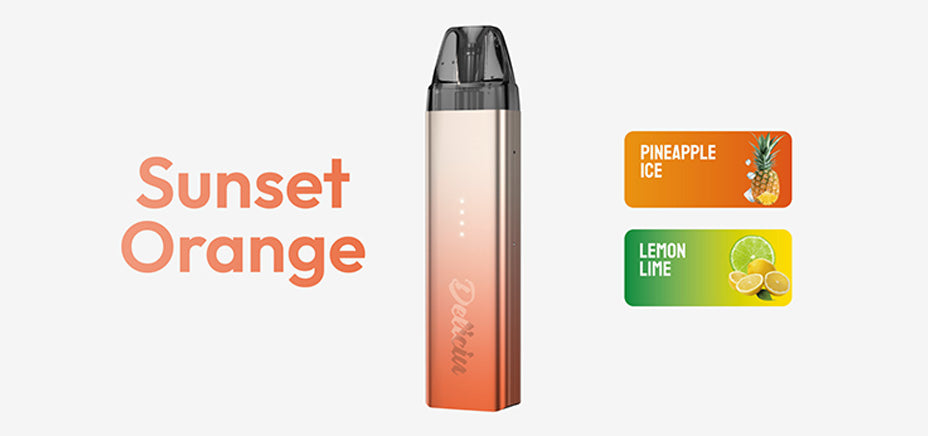 Banner showing the Vaporesso Deliciu Mate Starter Vape Kit in Sunset Orange