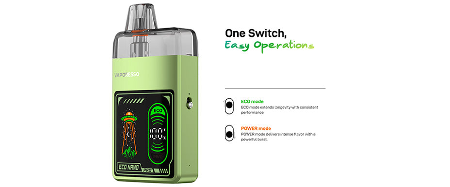 Banner showing the Vaporesso Eco Nano Pro Pod Kit's Vaping Mode Switch