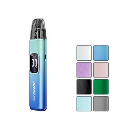 VooPoo Argus G3 Pod Vape Kit with eight squares showcasing eight out of the nine available colours