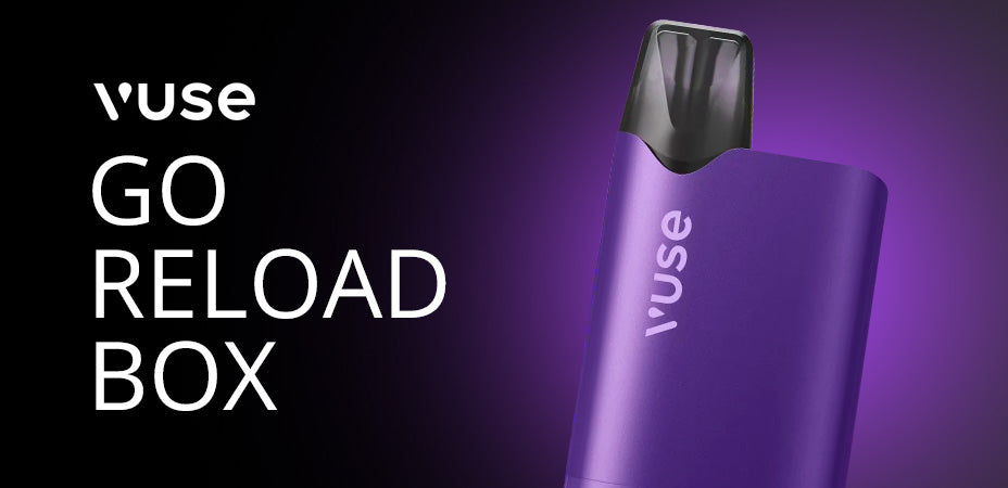 Vuse Go Reload Box on a dark background