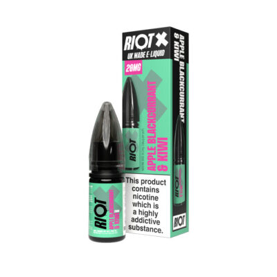 Apple Blackcurrant & Kiwi Riot X 10ml Nic Salt E-Liquid and Box