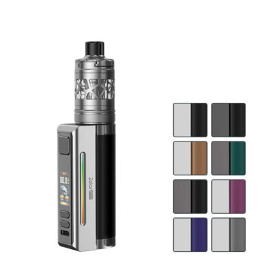 Aspire Zelos M80 Vape Kit with eight squares showcasing eight out of the eight available flavours