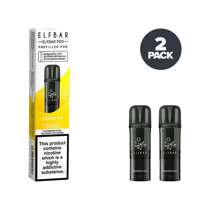 Two Banana Ice Elf Bar 600 Prefilled Pods with Box