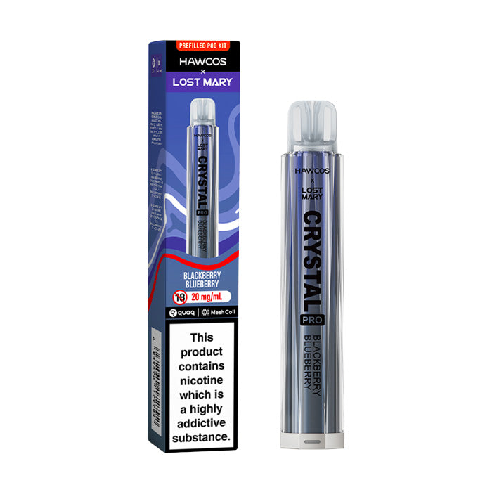 Blackberry Blueberry Hawcos x Lost Mary Crystal Pro Vape Kit and Box