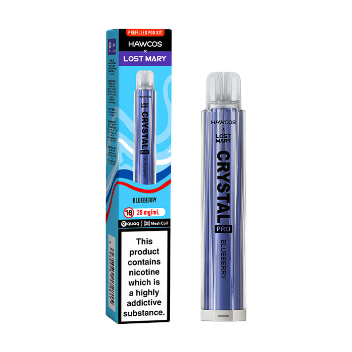 Blueberry Hawcos x Lost Mary Crystal Pro Vape Kit and Box
