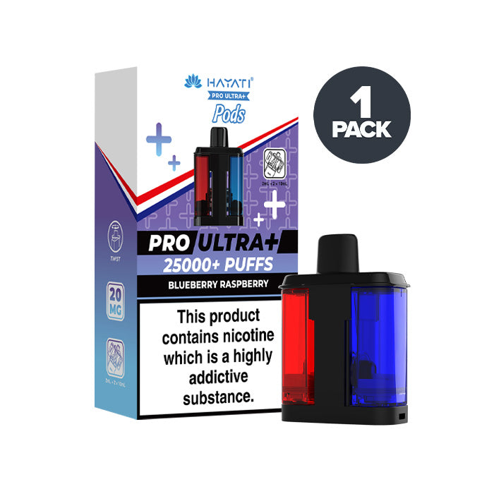 Blueberry Raspberry Hayati Pro Ultra Plus Prefilled Pod and Box