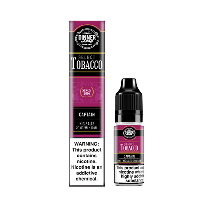 Captain Tobacco Nic Salt E-Liquid by Dinner Lady Select Tobacco and Box