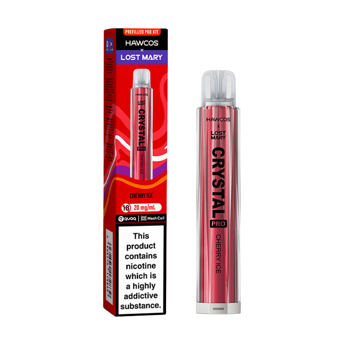 Cherry Ice Hawcos x Lost Mary Crystal Pro Vape Kit and Box