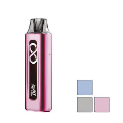 Doozy Infinity Refillable Pod Kit with three squares showcasing three out of the three available flavours