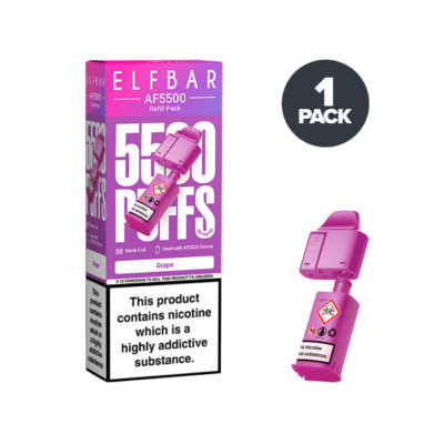 Grape Elfbar AF5500 Prefilled Pods and Box