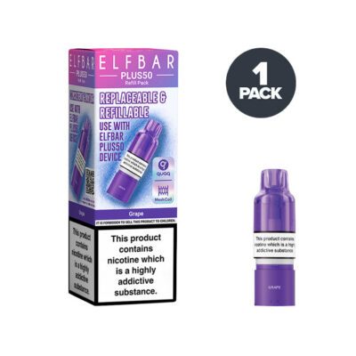 Grape Elf Bar Plus 50 Prefilled Pod and Box