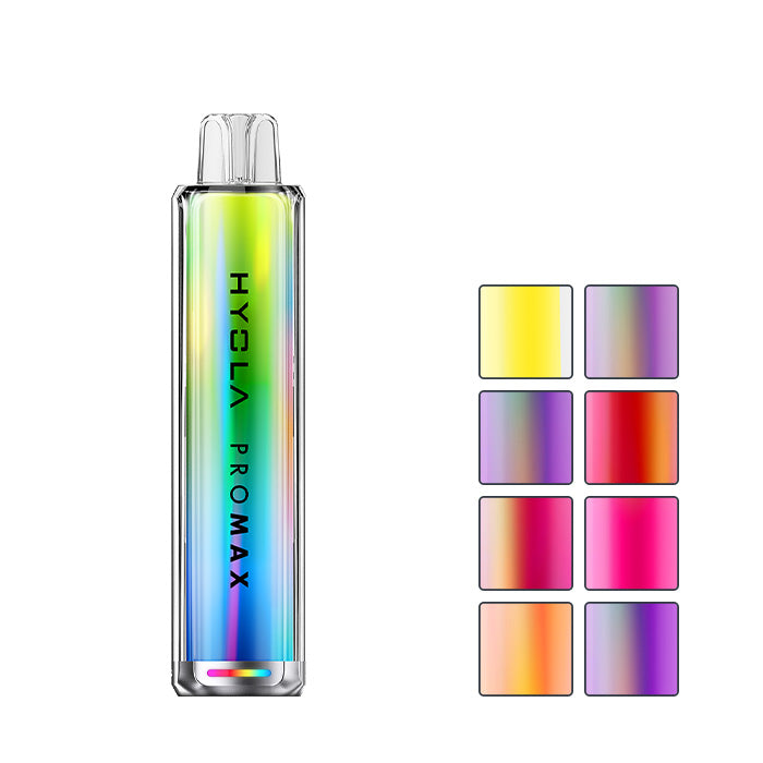 Hyola Pro Max 8000 Prefilled Pod Kit with eight squares showcasing eight out of the twenty two available flavours