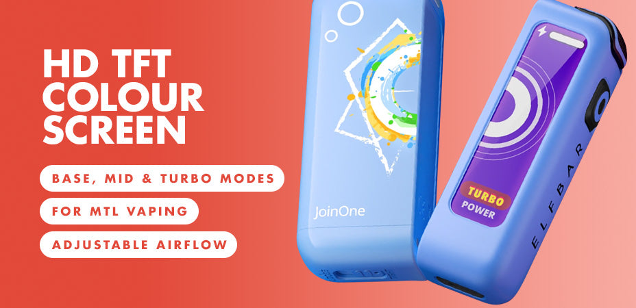 Banner showing the Elf Bar JoinOne 15 Classic Pod Kit's Screen