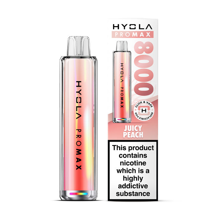 Juicy Peach Hyola Pro Max 8000 Prefilled Pod Kit and Box