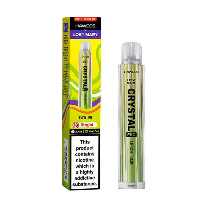Lemon Lime Hawcos x Lost Mary Crystal Pro Vape Kit and Box