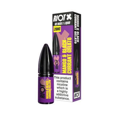 Mango & Blackcurrant Gelato Riot X 10ml Nic Salt E-Liquid Bottle and Box