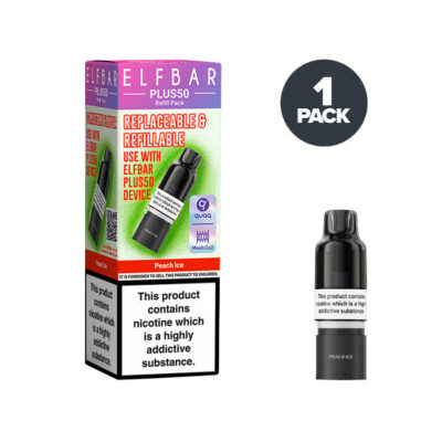 Peach Ice Elf Bar Plus 50 Prefilled Pod and Box