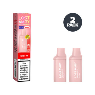 Two Peach Ice Lost Mary BM600 Prefilled Pods with Box