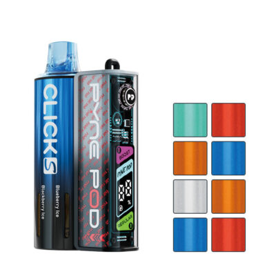 Pyne Pod Click S 30K Pod Kit with eight squares showcasing eight out of the fifteen available flavour editions