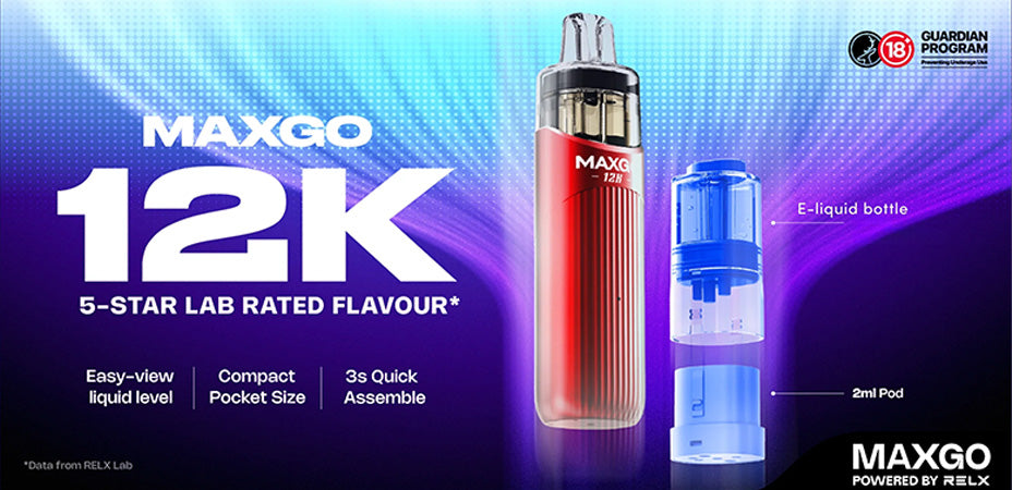 Banner showing the RELX MaxGo 12K Vape Kit