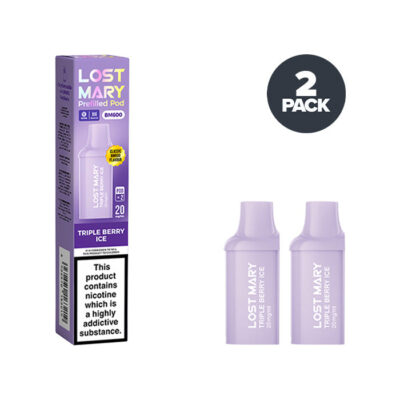 Two Triple Berry Ice Lost Mary BM600 Prefilled Pods with Box