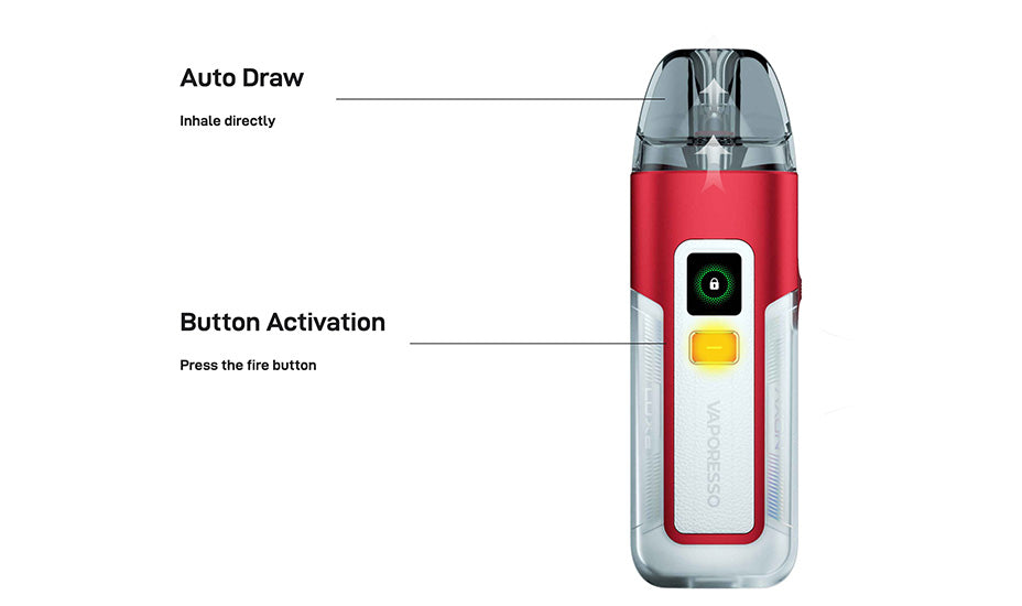 Banner showing the Vaporesso Luxe X2 Pod Kit's Button and Inhale Activation