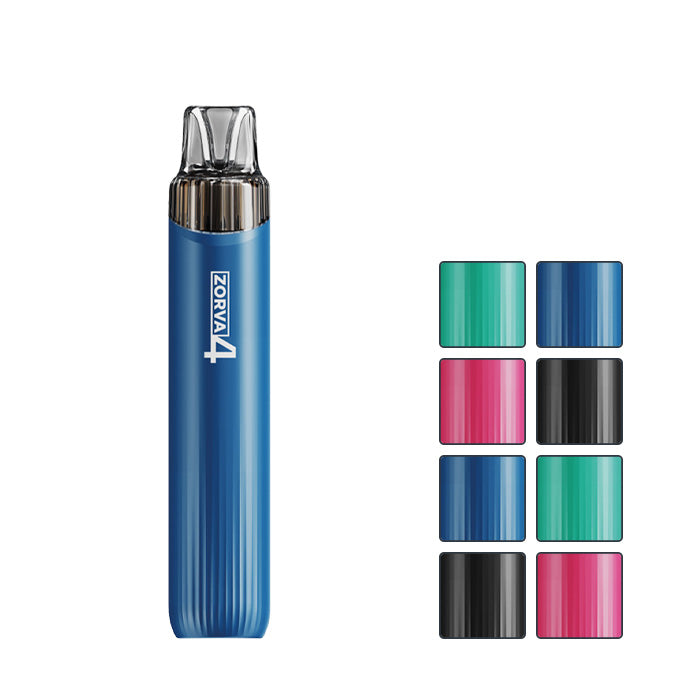 Zorva 4 Prefilled Pod Kit with eight squares showcasing eight colours out of ten.
